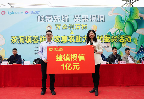 桂林銀行為茶洞鎮(zhèn)整鎮(zhèn)授信1億元。桂林銀行供圖
