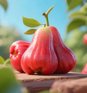 蓮霧蓮霧，果實呈鐘形或梨形，表皮光滑如蠟質(zhì)，顏色多樣，常見粉紅、深紅或青綠色，果肉呈海綿狀，口感清脆多汁、清甜微酸，帶有淡淡的蘋果香氣，水分含量極高，是夏季解渴消暑的佳品。獨(dú)特的鈴鐺造型和清新口感，使其成為東盟水果中兼具觀賞與食用價值的產(chǎn)品。