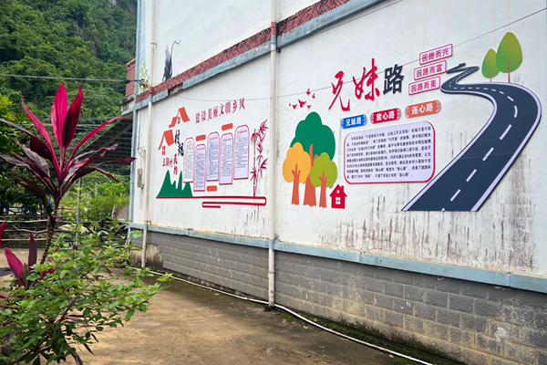 三聯(lián)村鄉(xiāng)風(fēng)文明文化墻。