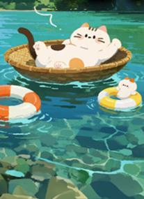 桂林陽朔縣查看詳情水上新寵“貓貓船”廣西桂林陽朔縣先導河喵喵碼頭，因碼頭旁邊的山形狀酷似小貓而得名。身著貓咪圖案服裝的筏工站在船上，穩(wěn)穩(wěn)地劃動船槳，繪制了許多可愛貓咪圖案的簸箕船緩慢飄蕩。