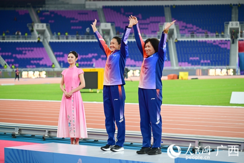 廣西短跑名將韋永麗勇奪女子100米銀牌，圓滿告別百米賽場。人民網(wǎng) 雷琦竣攝